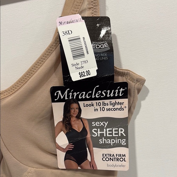 Miraclesuit Sheer Shaping Bodysuit Sexy Bodybriefer in Nude #2783 Size 38D NEW - Picture 2 of 10